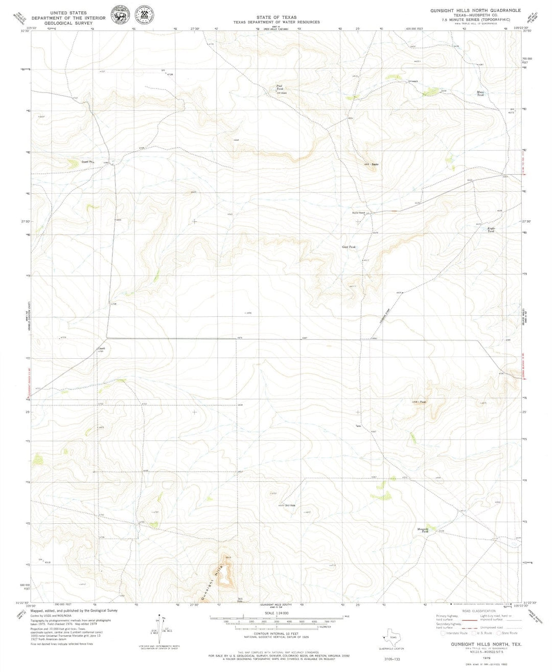 1979 Gunsight Hills North, TX - Texas - USGS Topographic Map
