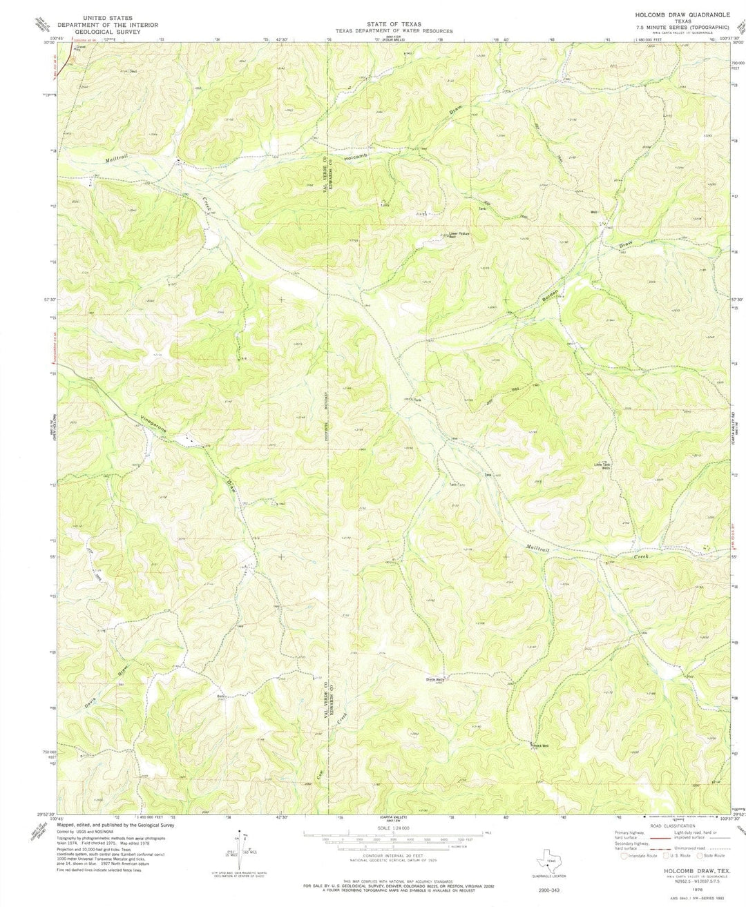1978 Holcombraw, TX - Texas - USGS Topographic Map