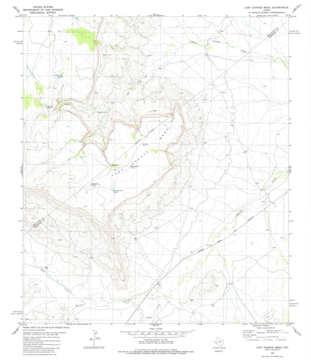 1980 Mesa, TX - Texas - USGS Topographic Map