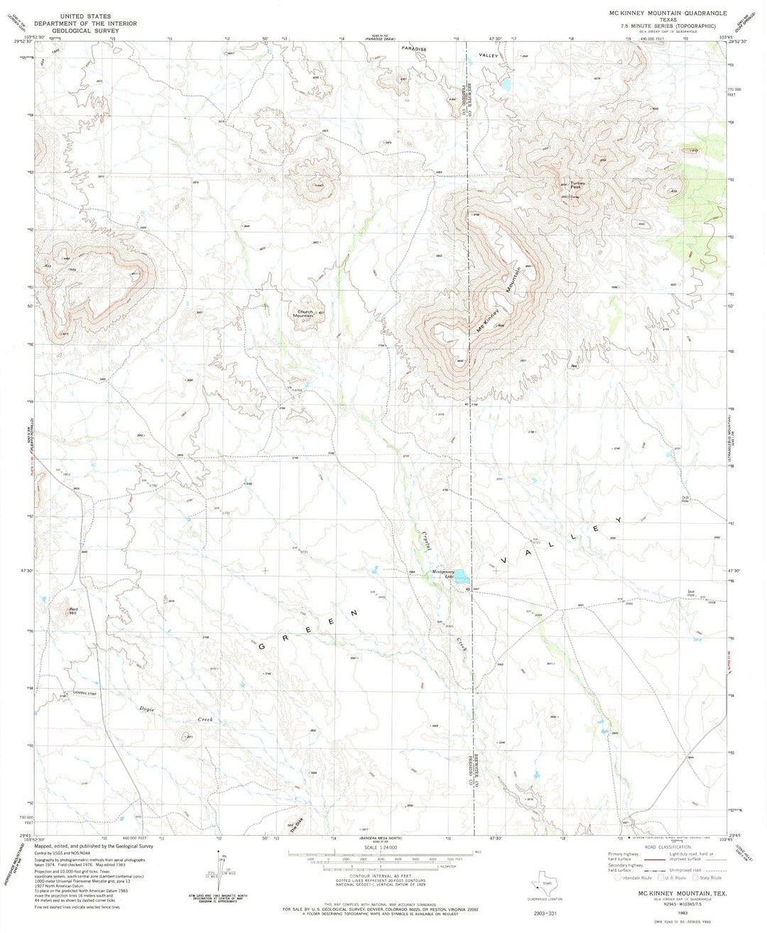 1983 McKinney Mountain, TX - Texas - USGS Topographic Map
