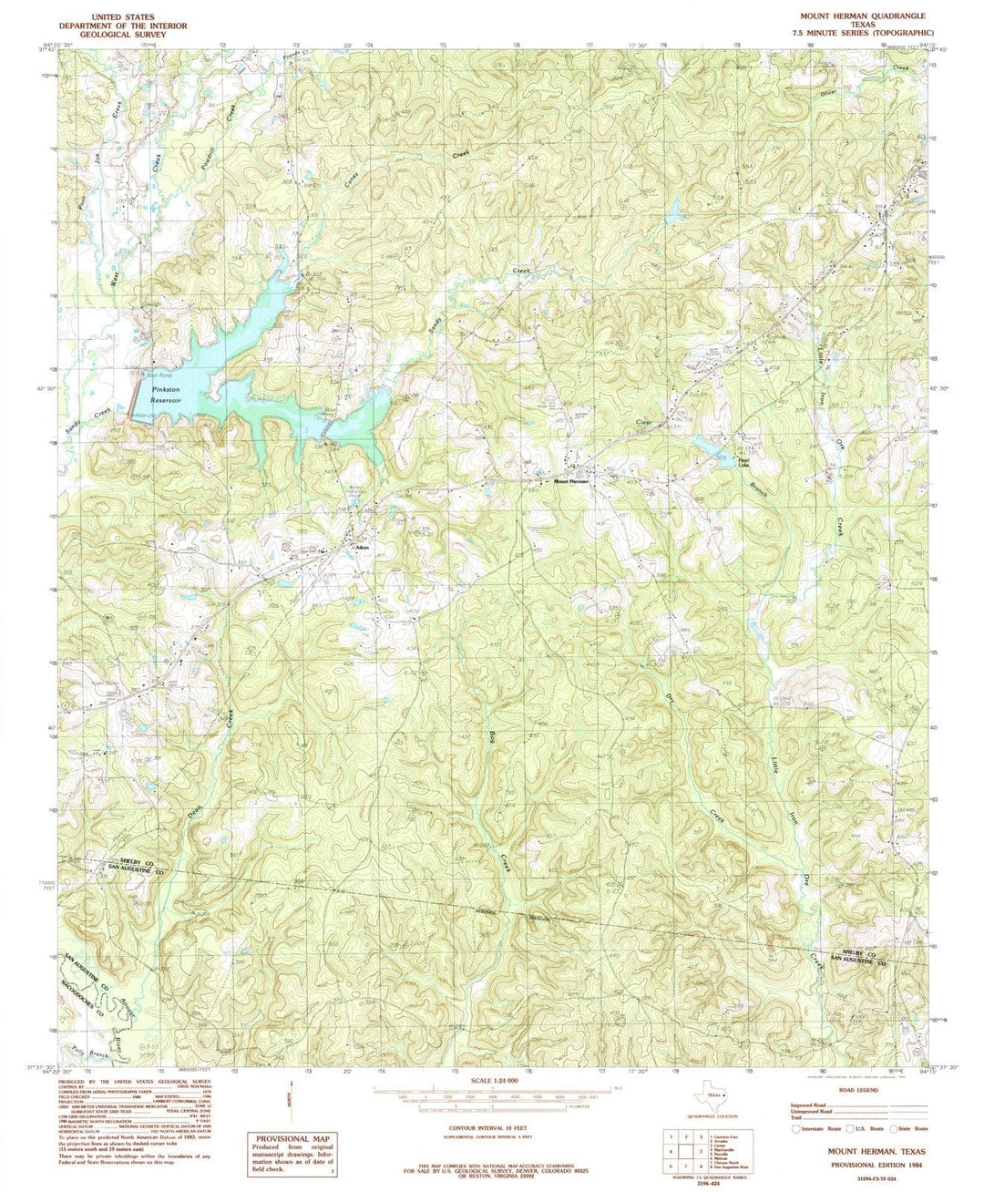 1984 Mount Herman, TX - Texas - USGS Topographic Map