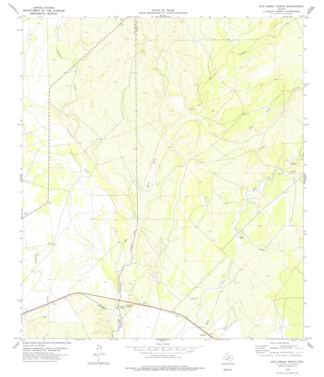 1978 Mud Creek North, TX - Texas - USGS Topographic Map