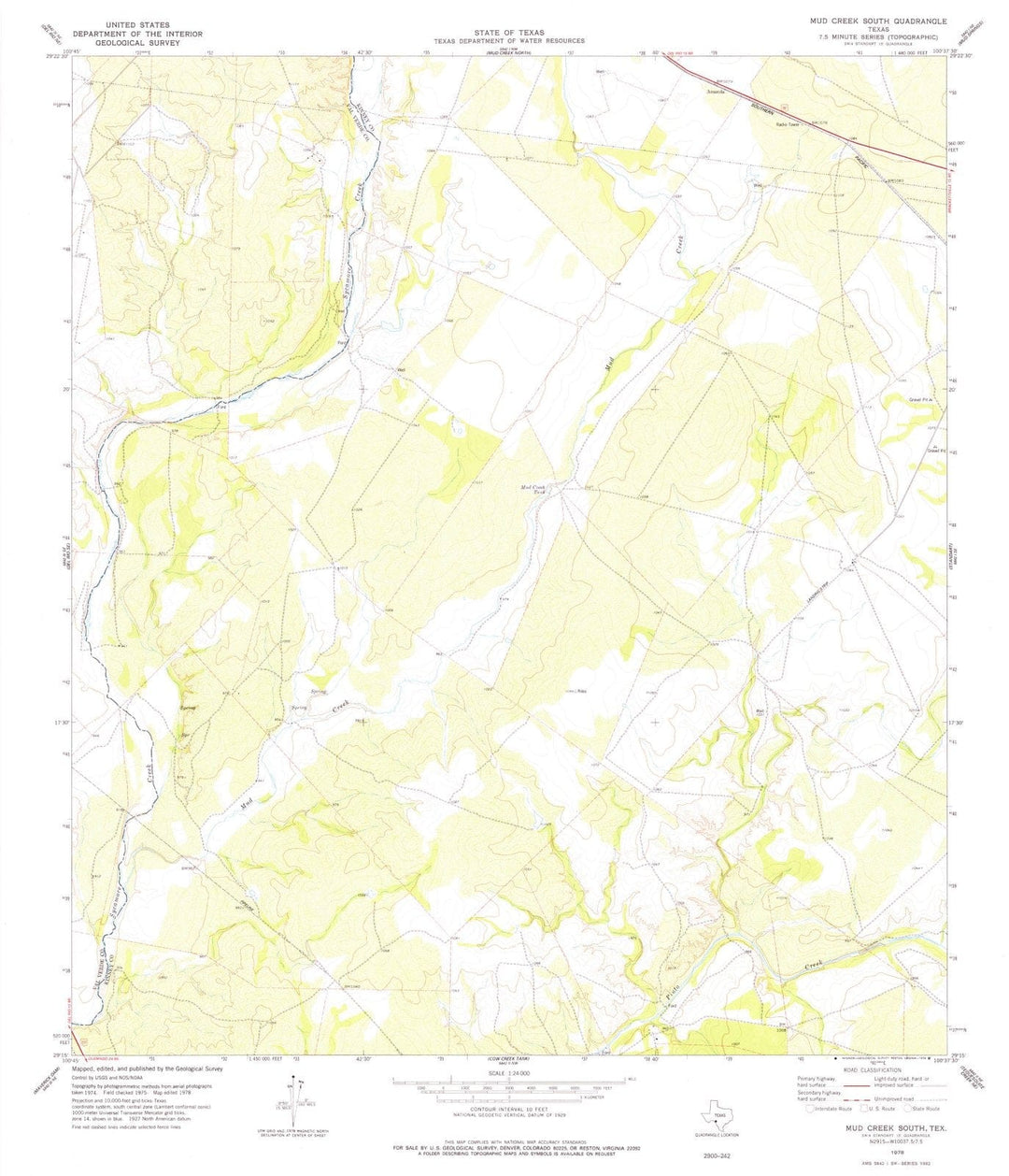 1978 Mud Creek South, TX - Texas - USGS Topographic Map