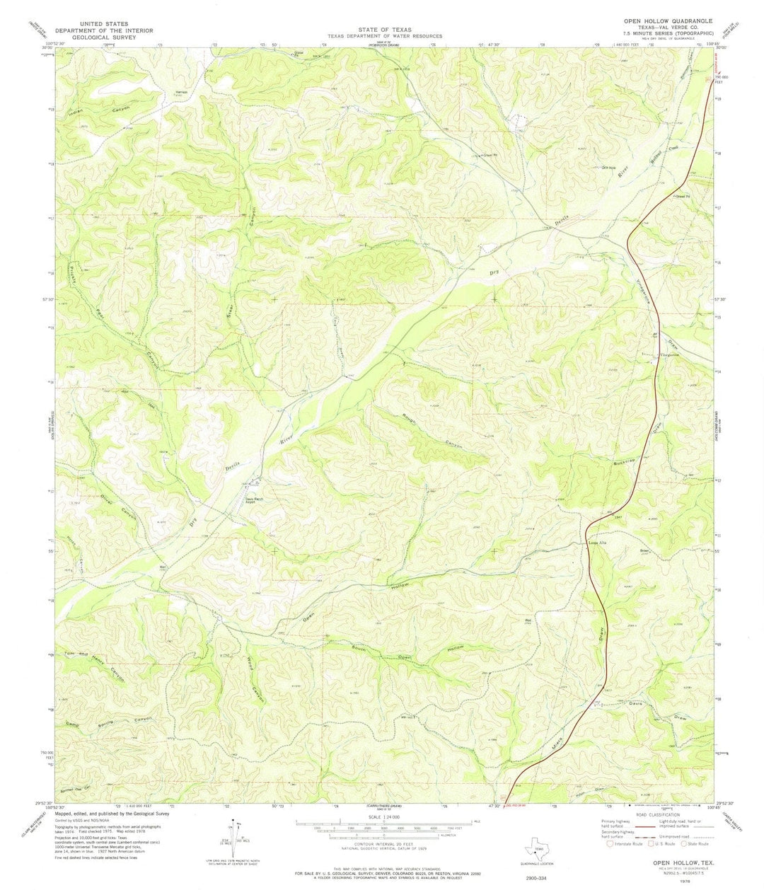 1978 Open Hollow, TX - Texas - USGS Topographic Map
