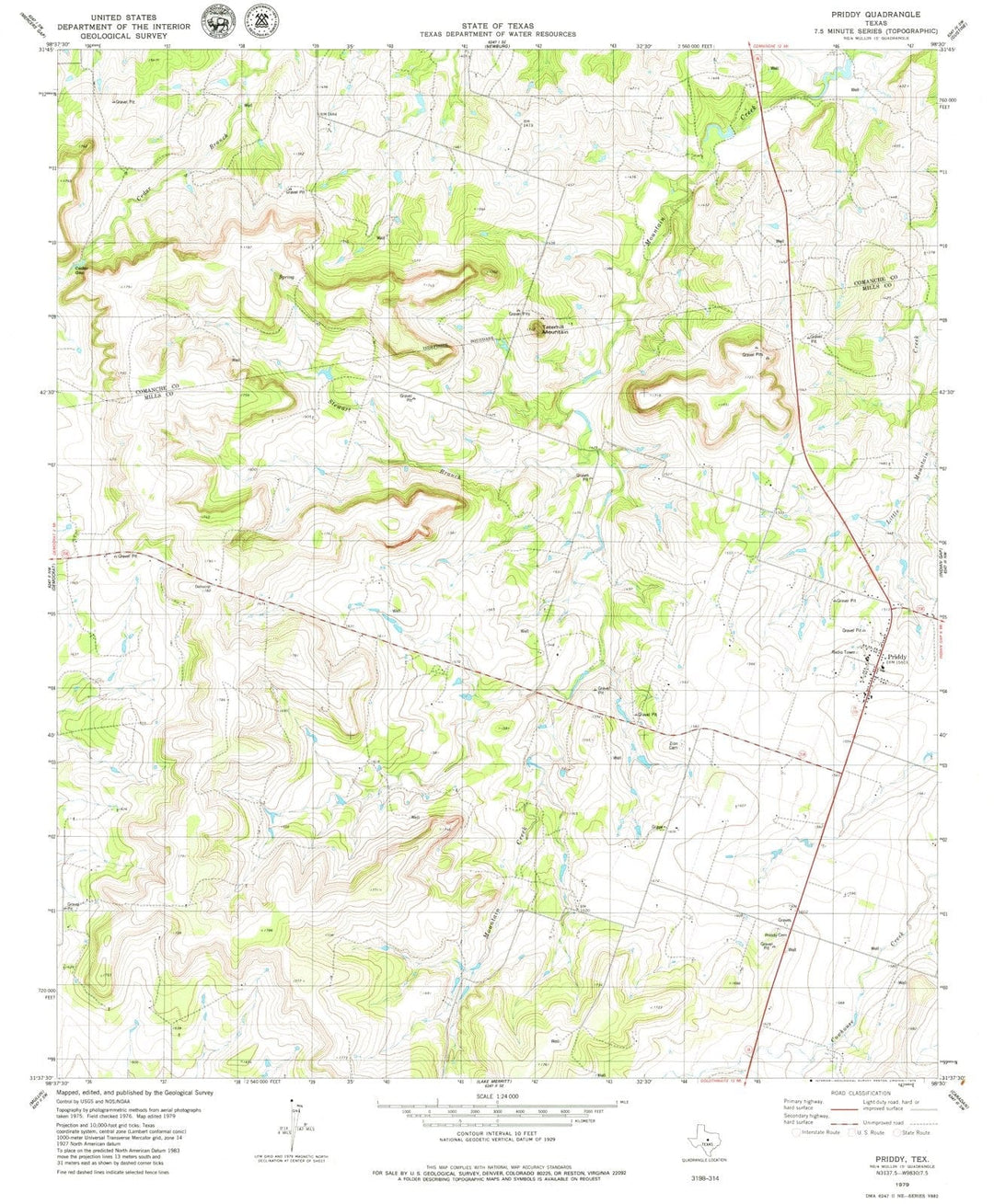 1979 Priddy, TX - Texas - USGS Topographic Map