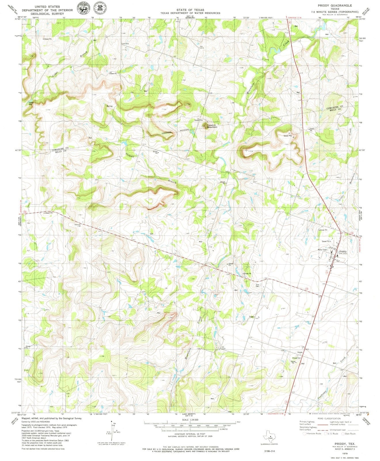 1979 Priddy, TX - Texas - USGS Topographic Map