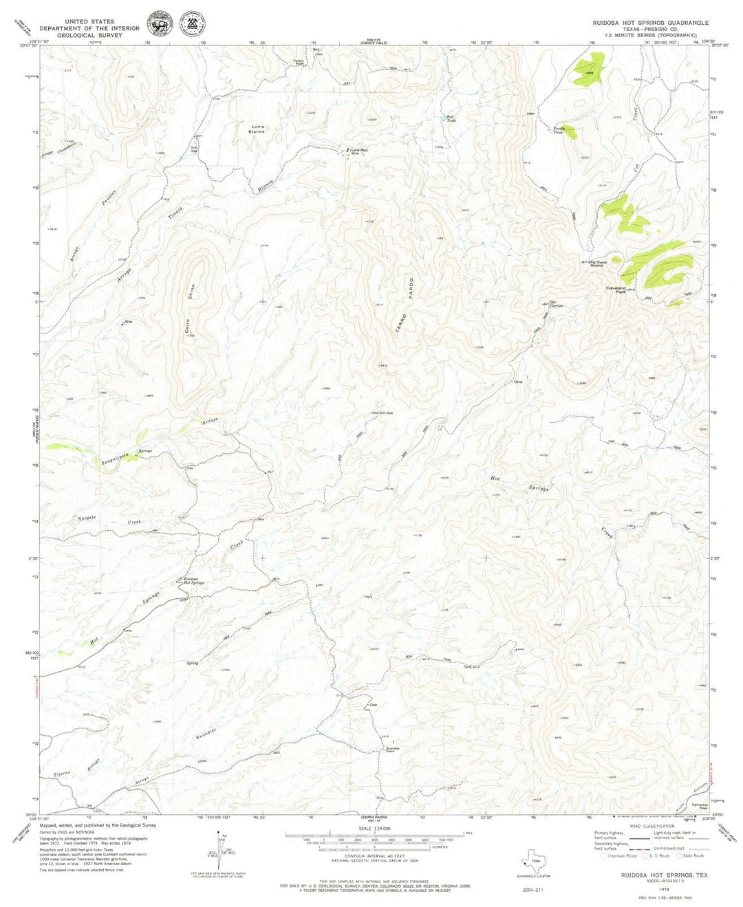 1979 Ruidosa Hot Springs, TX - Texas - USGS Topographic Map