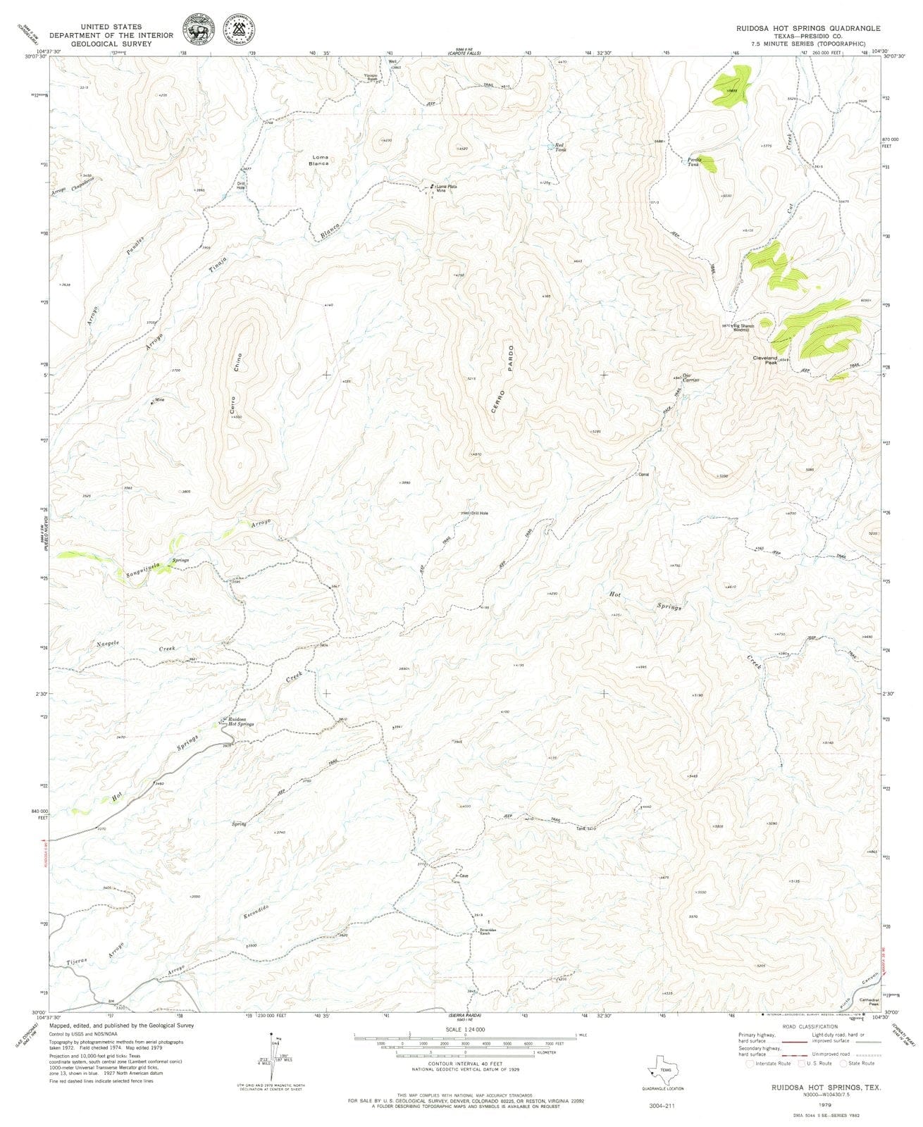 1979 Ruidosa Hot Springs, TX - Texas - USGS Topographic Map