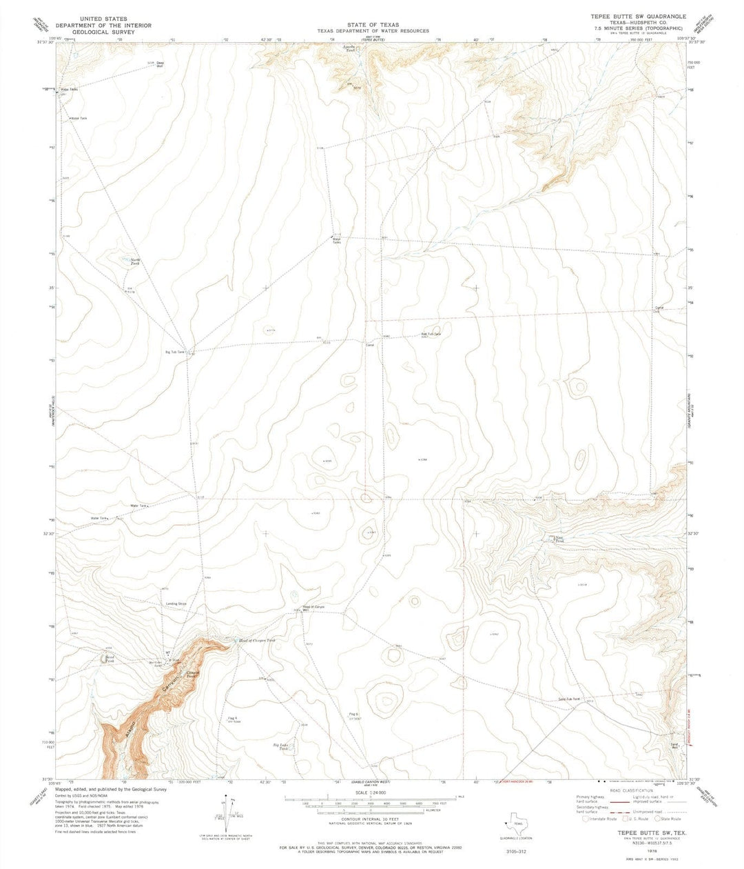 1978 Tepee Butte, TX - Texas - USGS Topographic Map