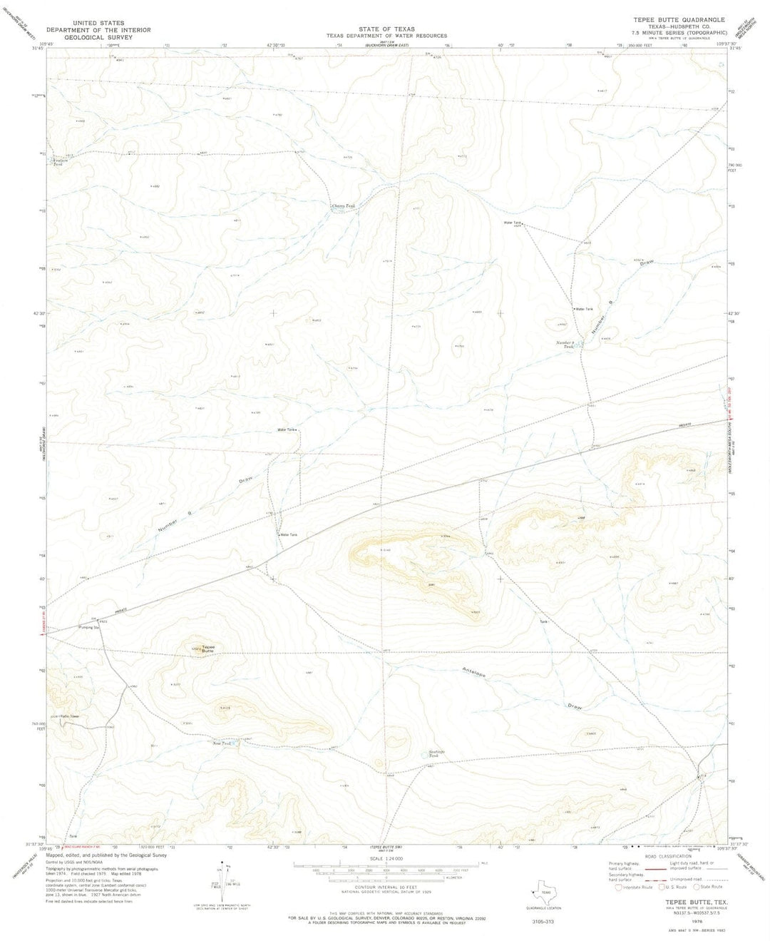 1978 Tepee Butte, TX - Texas - USGS Topographic Map v2
