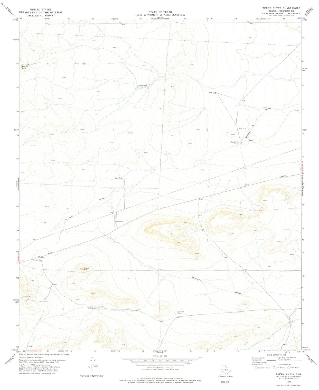1978 Tepee Butte, TX - Texas - USGS Topographic Map v2