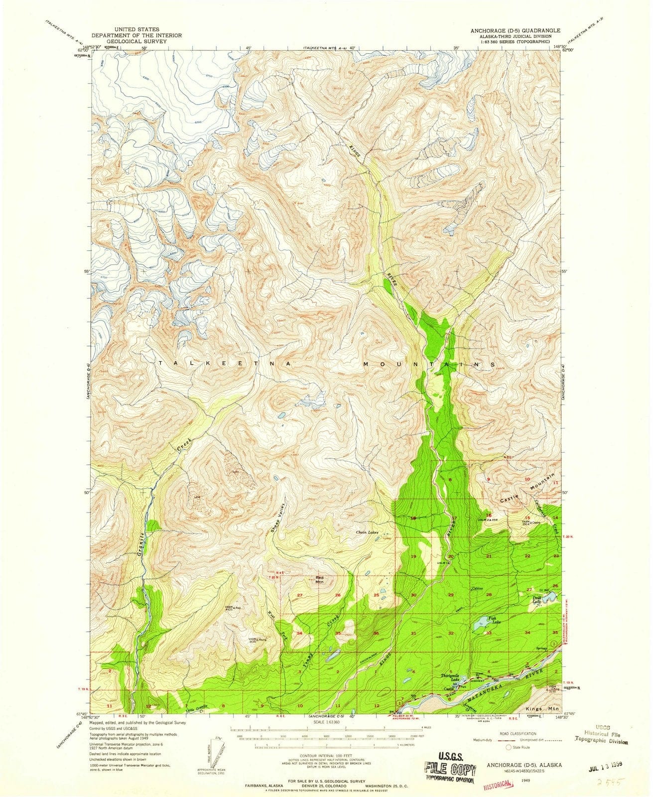 1949 Anchorage, AK - Alaska - USGS Topographic Map