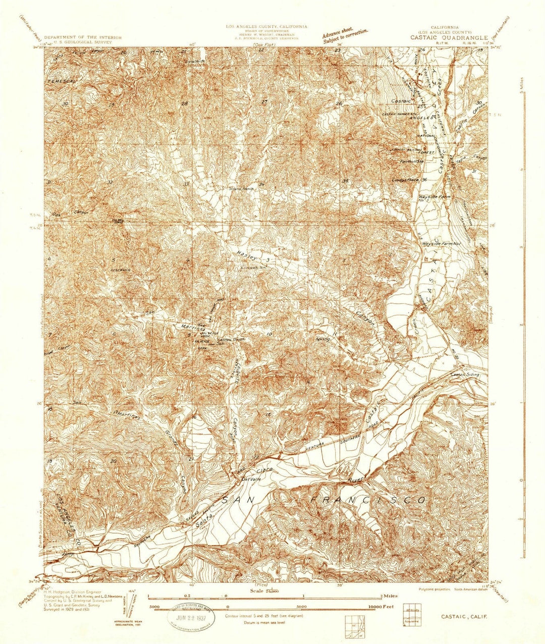 1931 Castaic, CA - California - USGS Topographic Map
