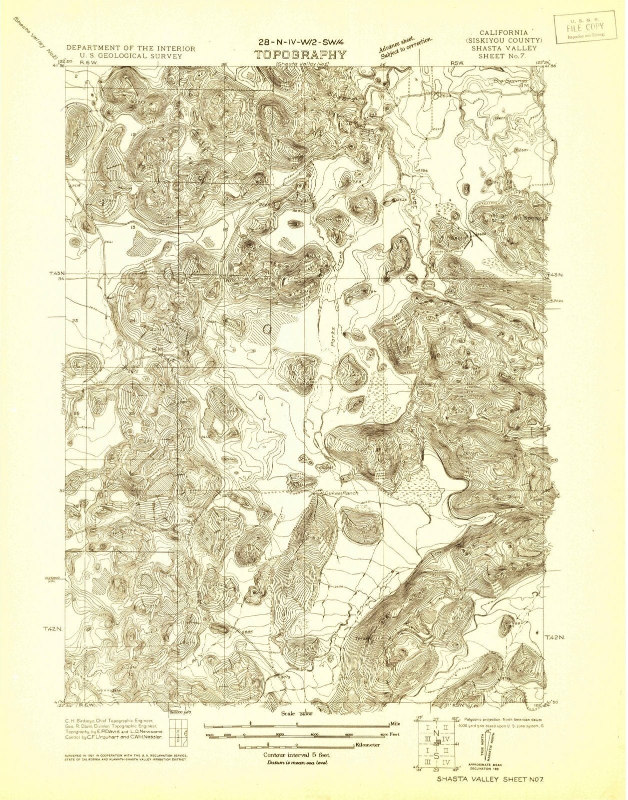 1921 Shasta Valley Sheet No 7, CA - California - USGS Topographic Map