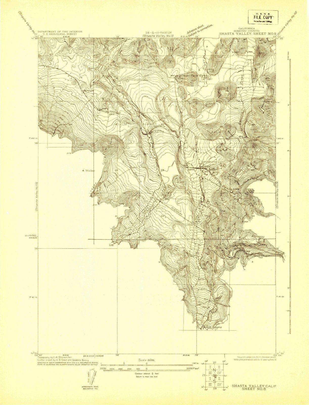 1922 Shasta Valley Sheet No 8, CA - California - USGS Topographic Map