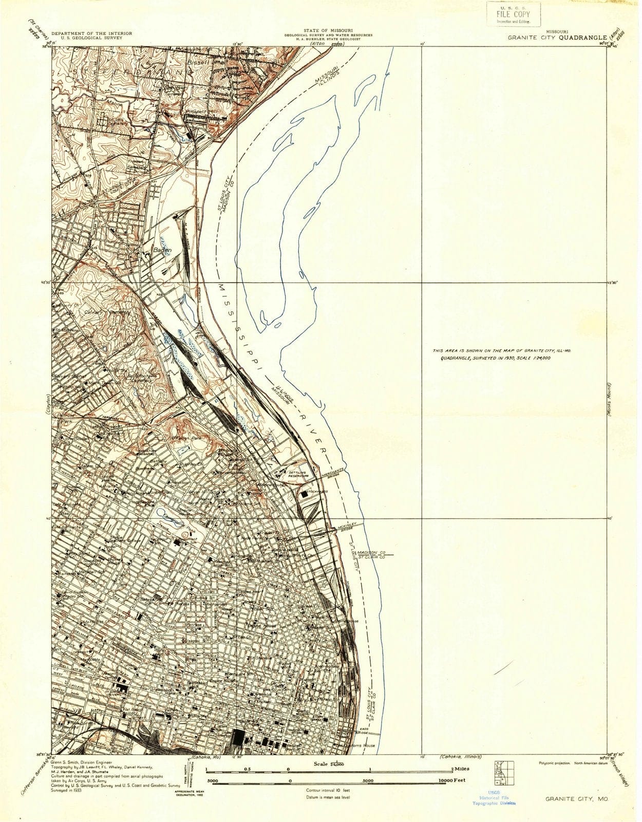 1933 Granite City, IL - Illinois - USGS Topographic Map
