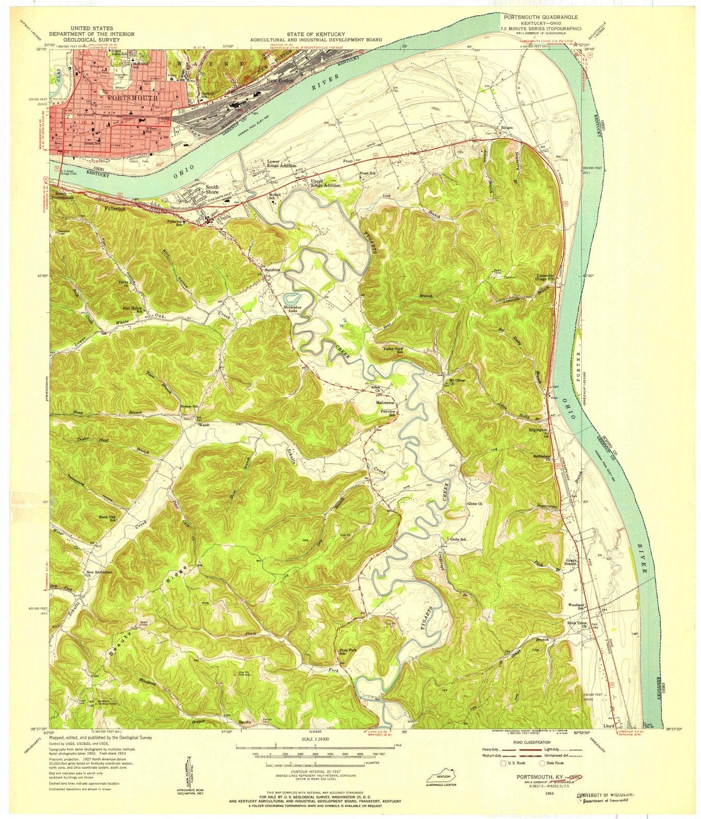 1953 Portsmouth, OH - Ohio - USGS Topographic Map