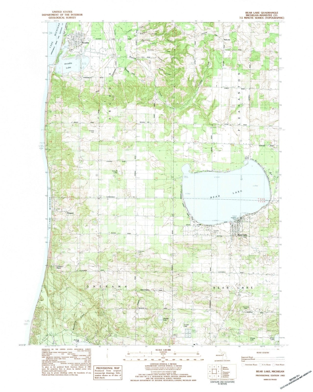 1983 Bear Lake, MI - Michigan - USGS Topographic Map