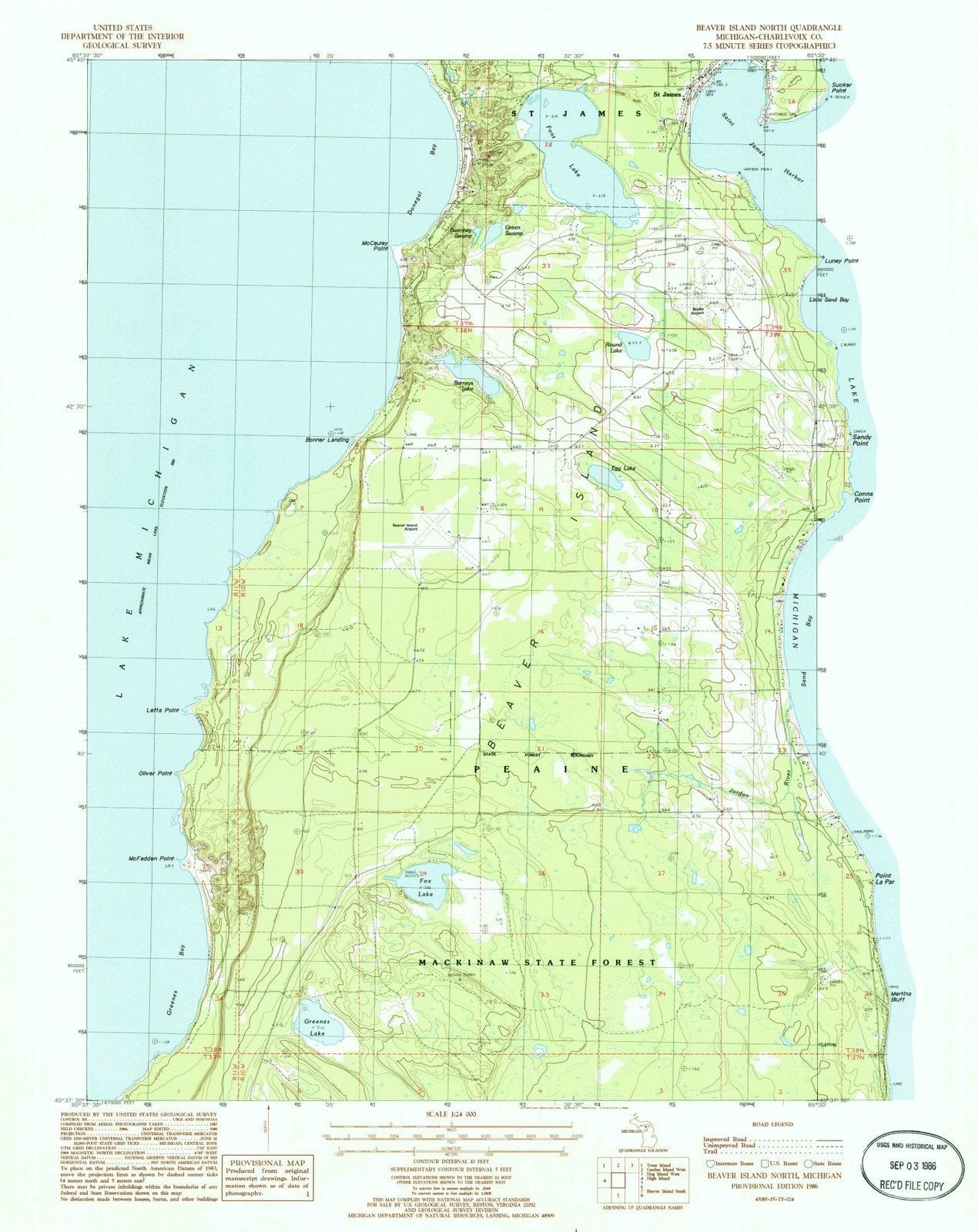 1986 Beaver Island North, MI - Michigan - USGS Topographic Map