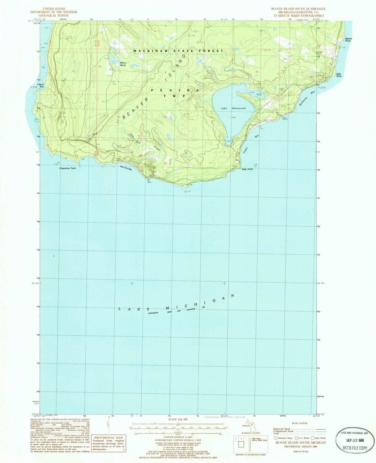 1986 Beaver Island South, MI - Michigan - USGS Topographic Map