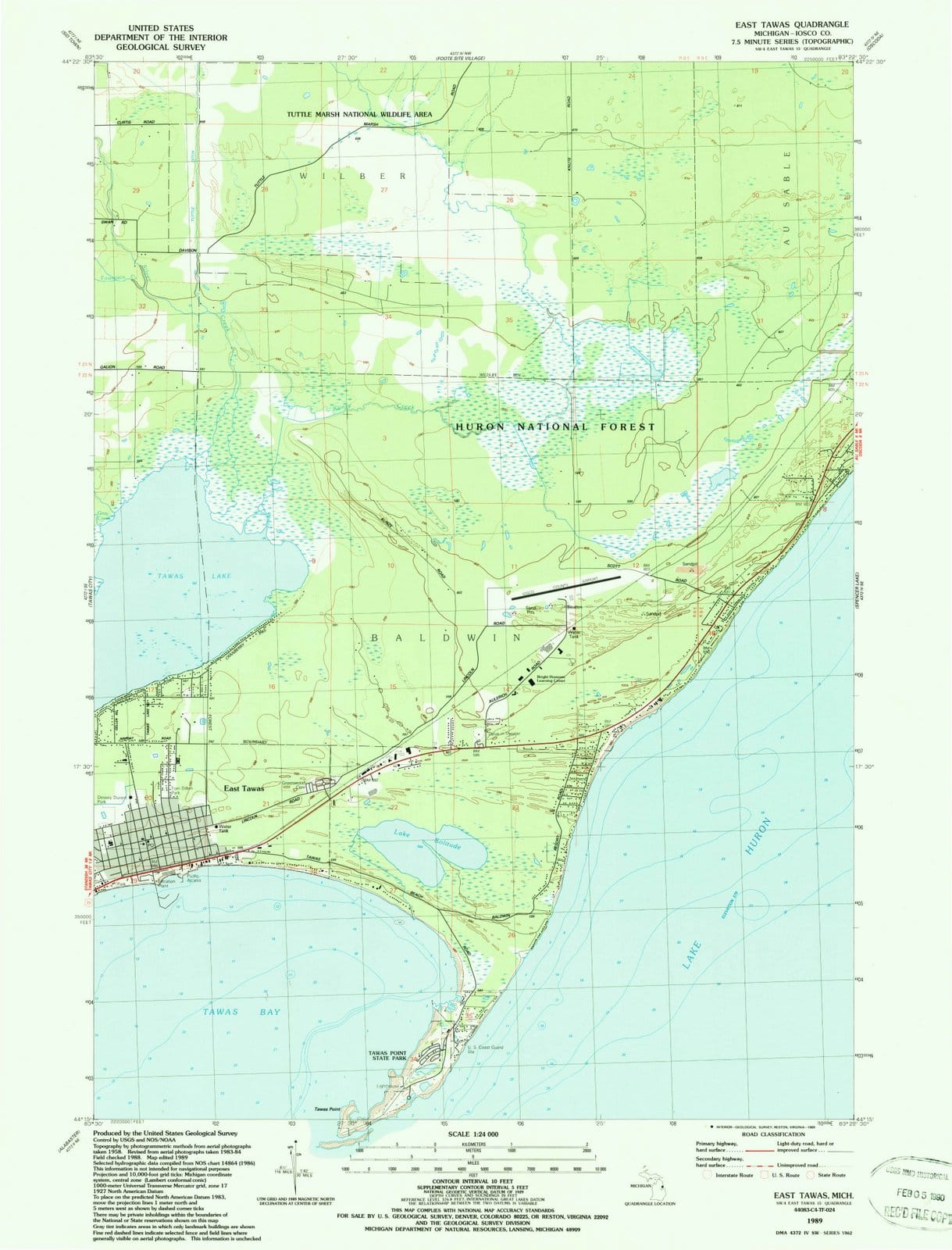 1989 East Tawas, MI - Michigan - USGS Topographic Map