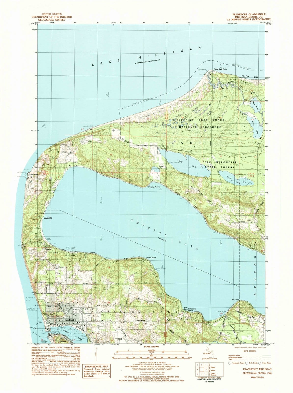1983 Frankfort, MI - Michigan - USGS Topographic Map