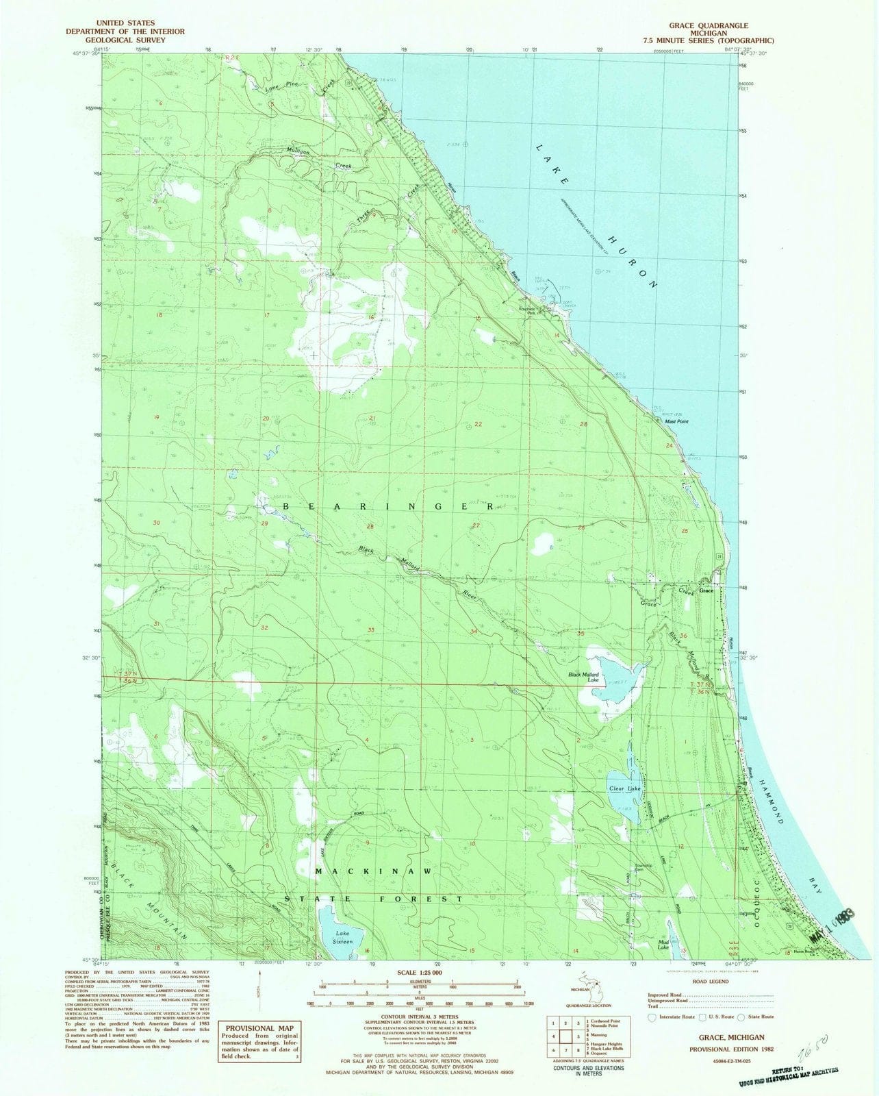 1982 Grace, MI - Michigan - USGS Topographic Map