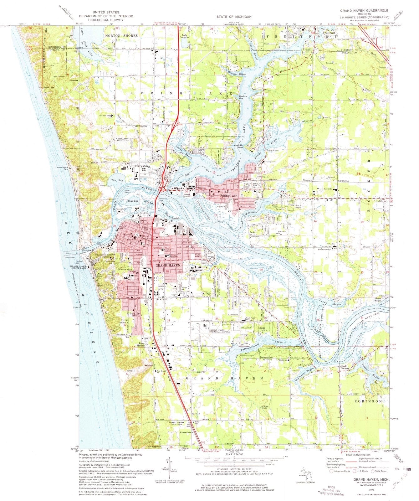 1972 Grand Haven, MI - Michigan - USGS Topographic Map