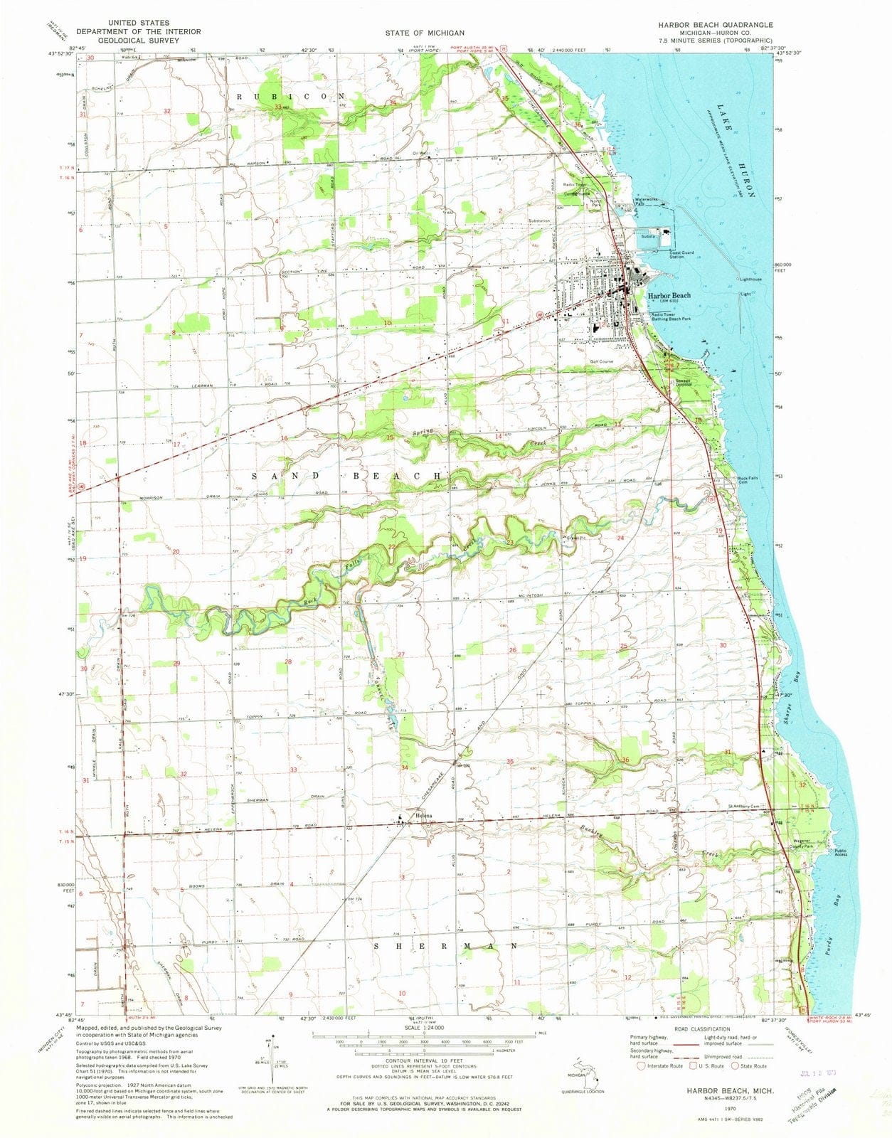 1970 Harbor Beach, MI - Michigan - USGS Topographic Map