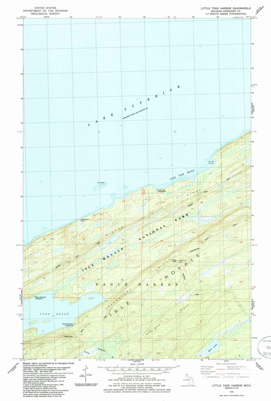 1985 Little Todd Harbor, MI - Michigan - USGS Topographic Map