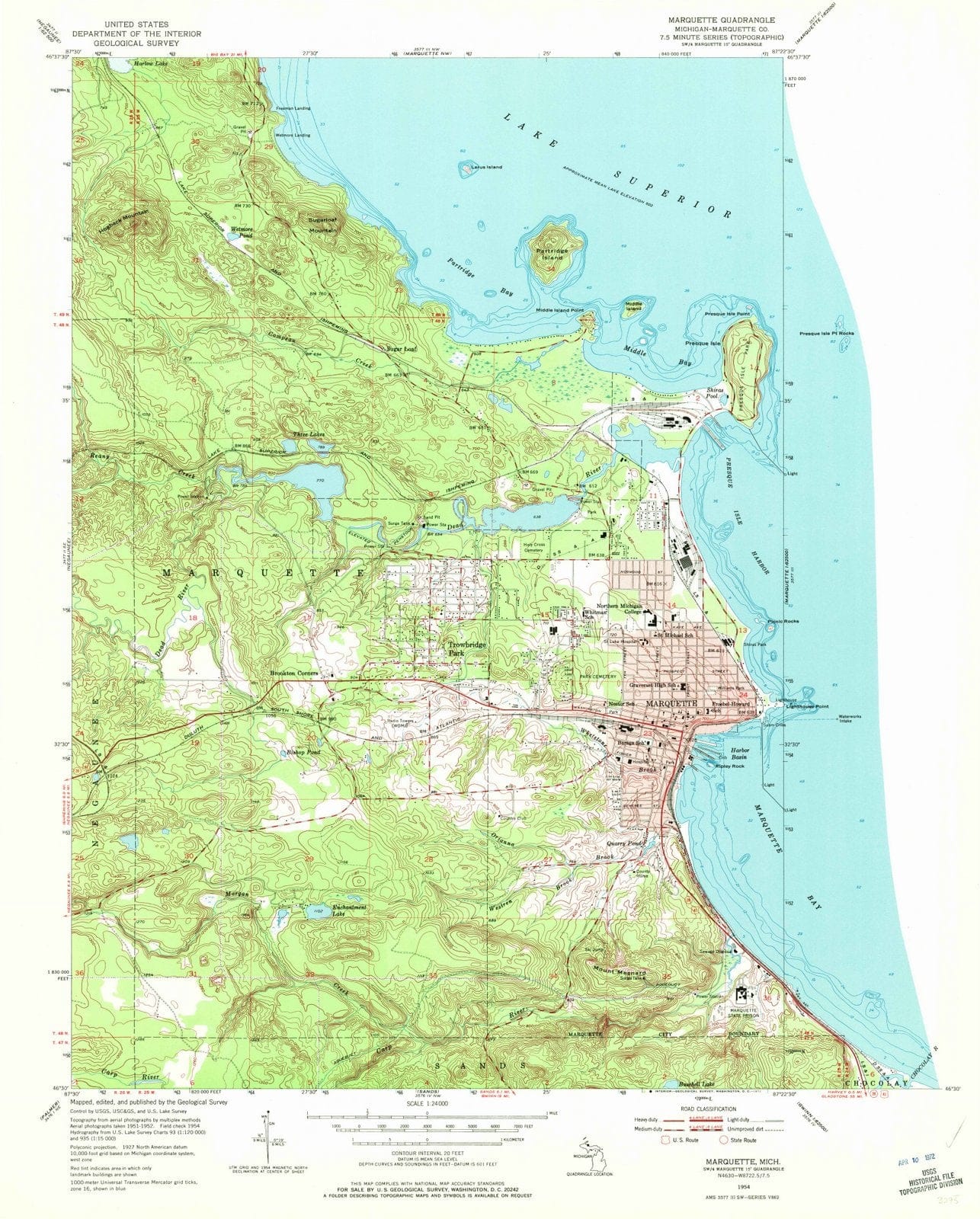 1954 Marquette, MI - Michigan - USGS Topographic Map