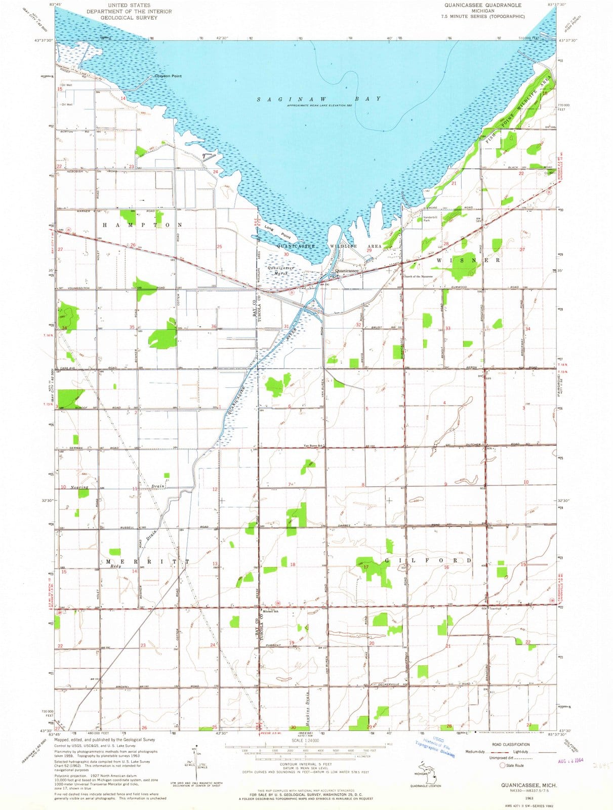 1963 Quanicassee, MI - Michigan - USGS Topographic Map