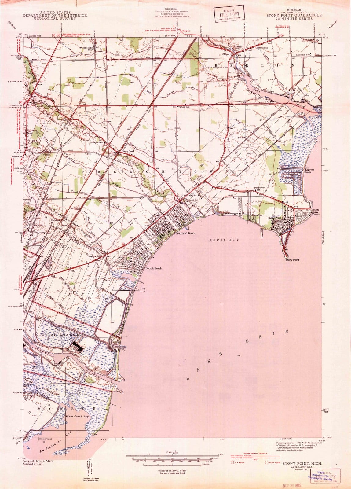 1942 Stony Point, MI - Michigan - USGS Topographic Map