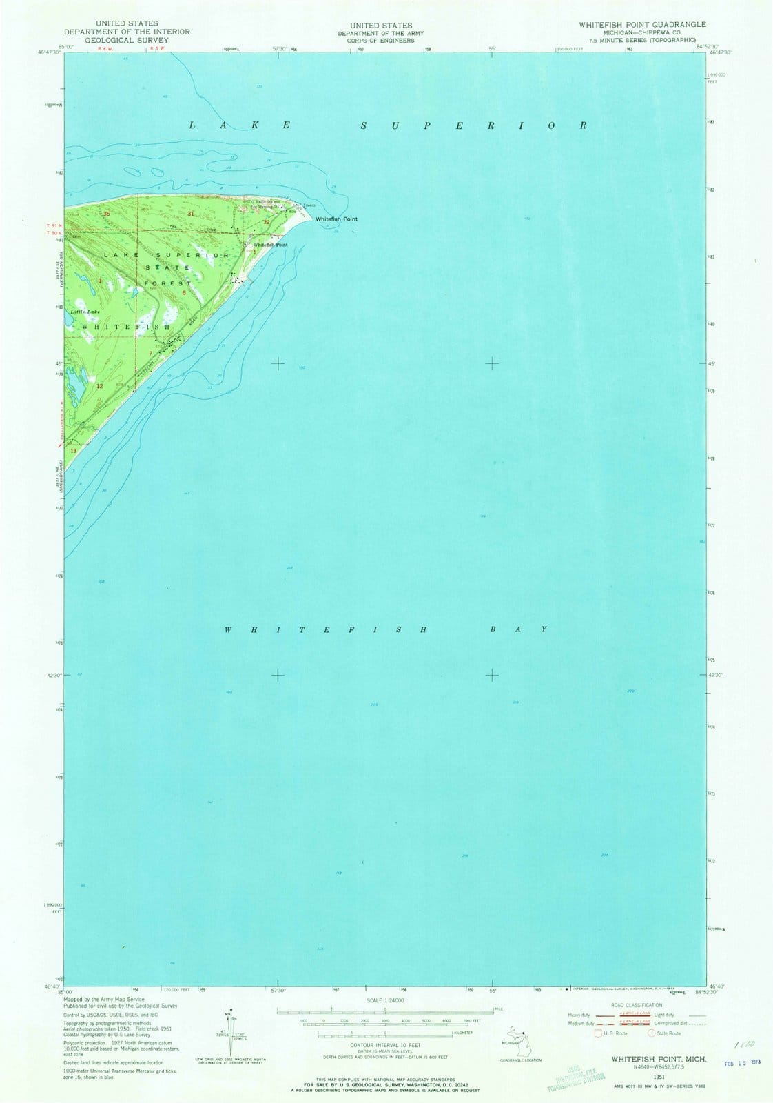 1951 Whitefish Point, MI - Michigan - USGS Topographic Map