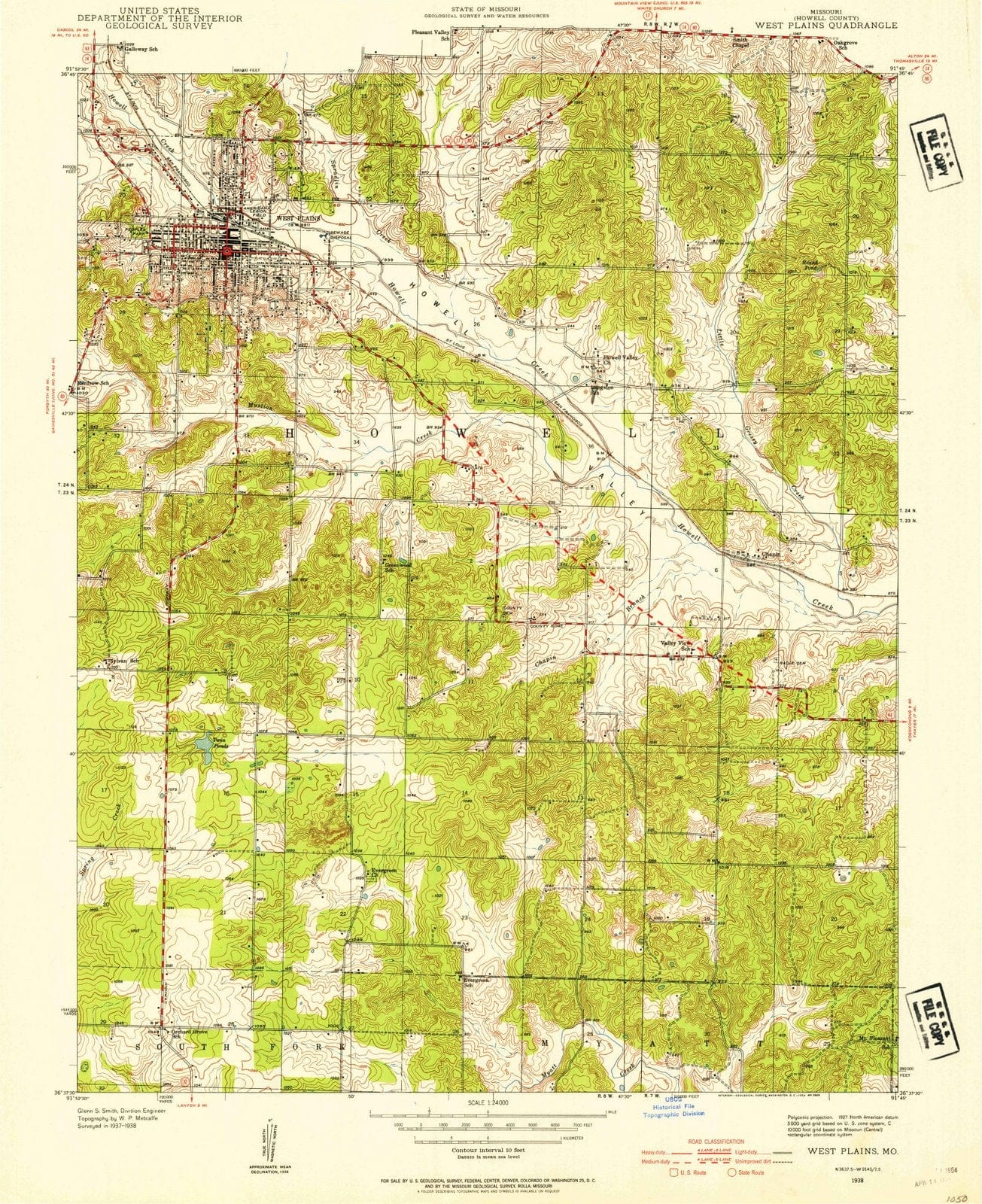 1938 West Plains, MO - Missouri - USGS Topographic Map