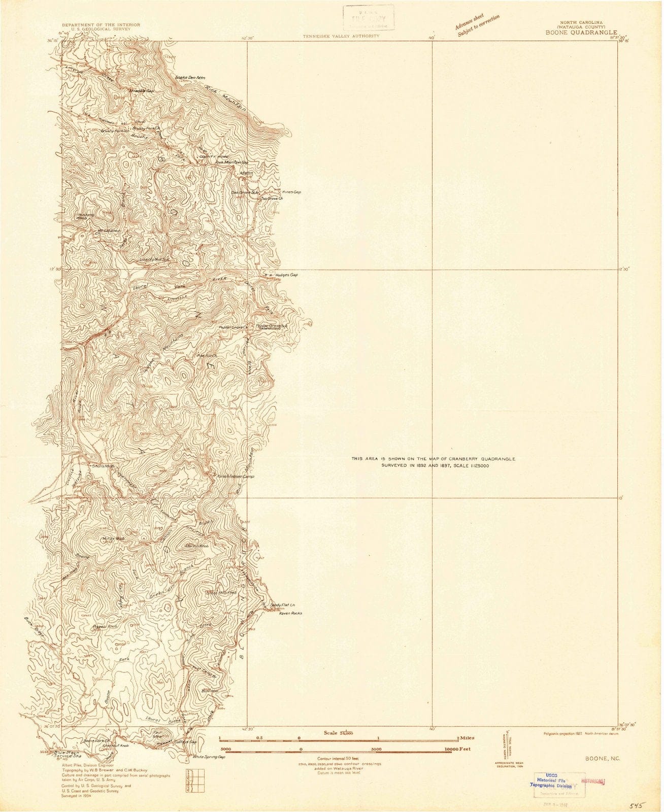 1934 Boone, NC - North Carolina - USGS Topographic Map
