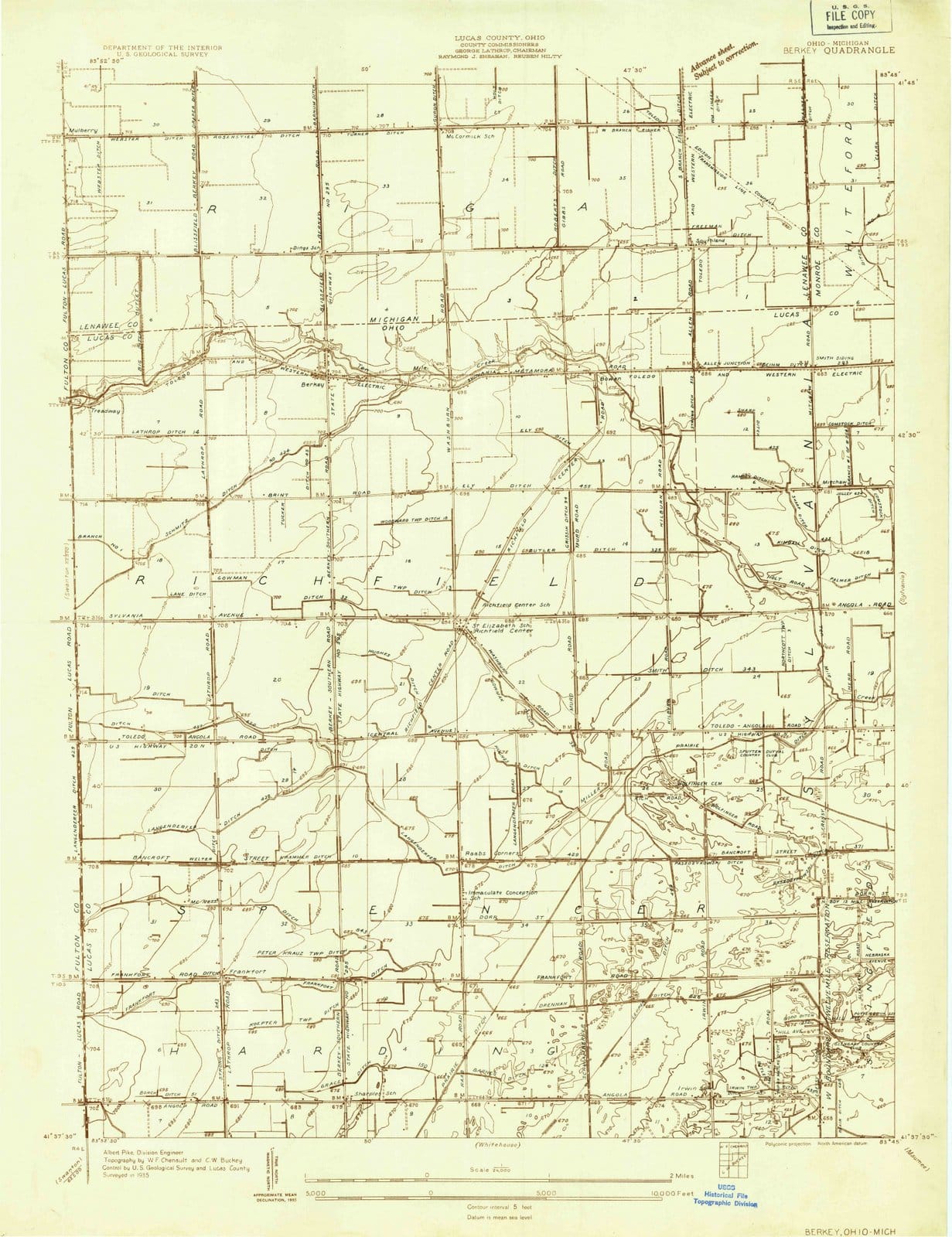 1935 Berkey, OH - Ohio - USGS Topographic Map