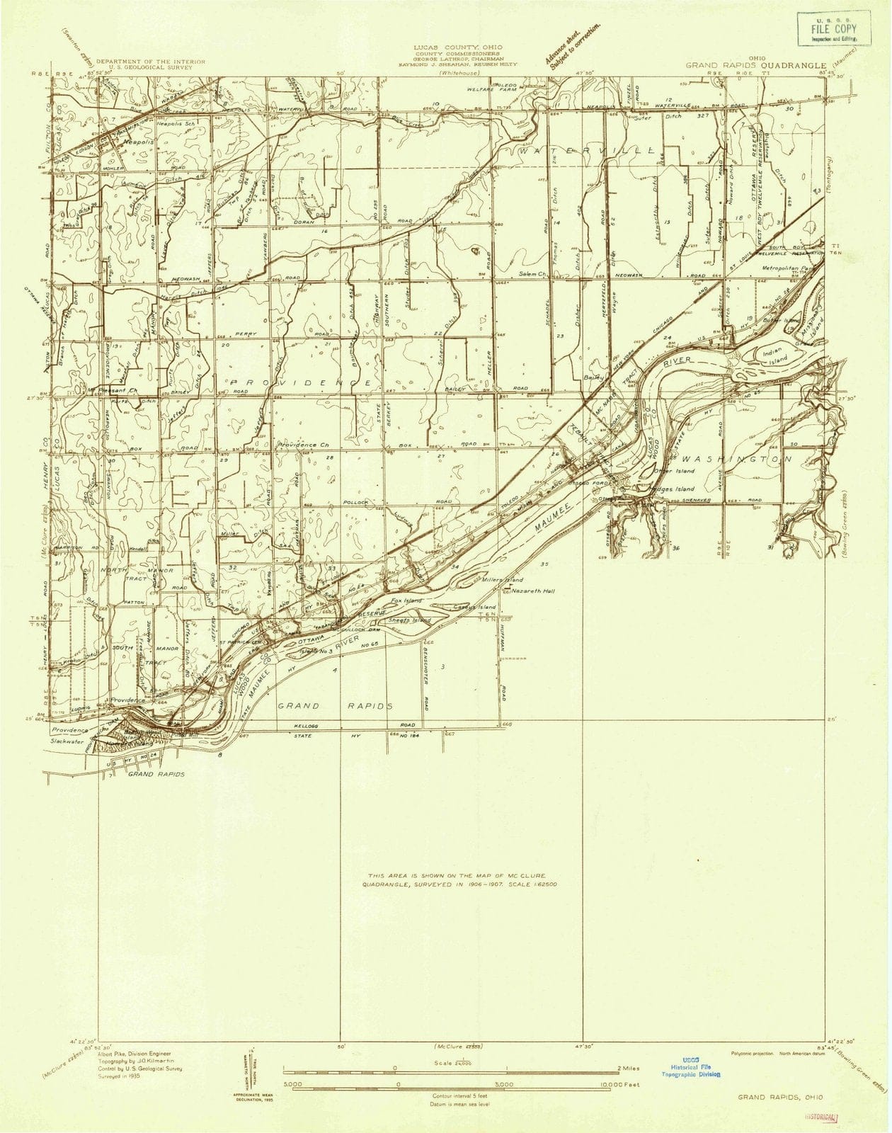1935 Grand Rapids, OH - Ohio - USGS Topographic Map