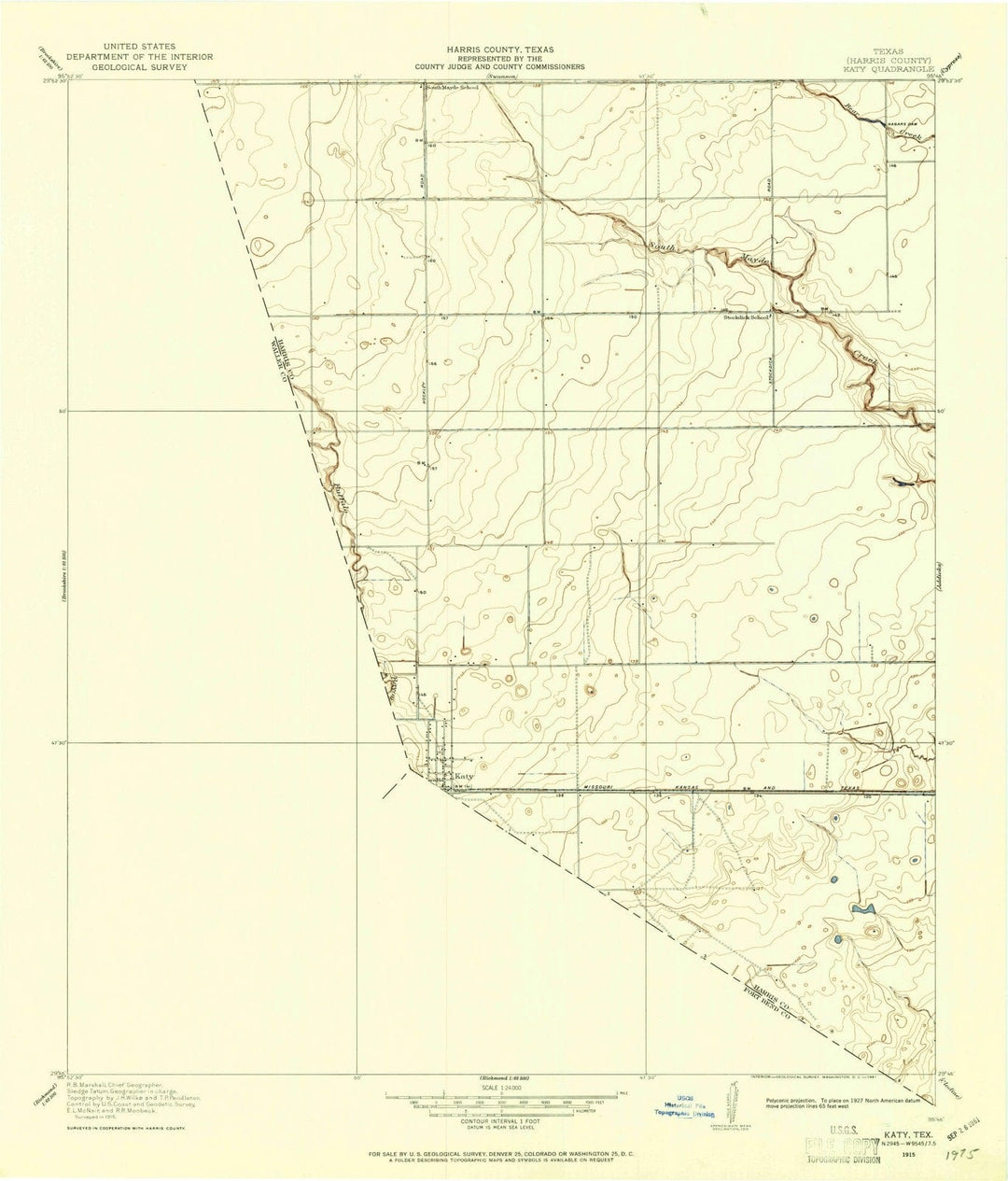 1915 Katy, TX - Texas - USGS Topographic Map