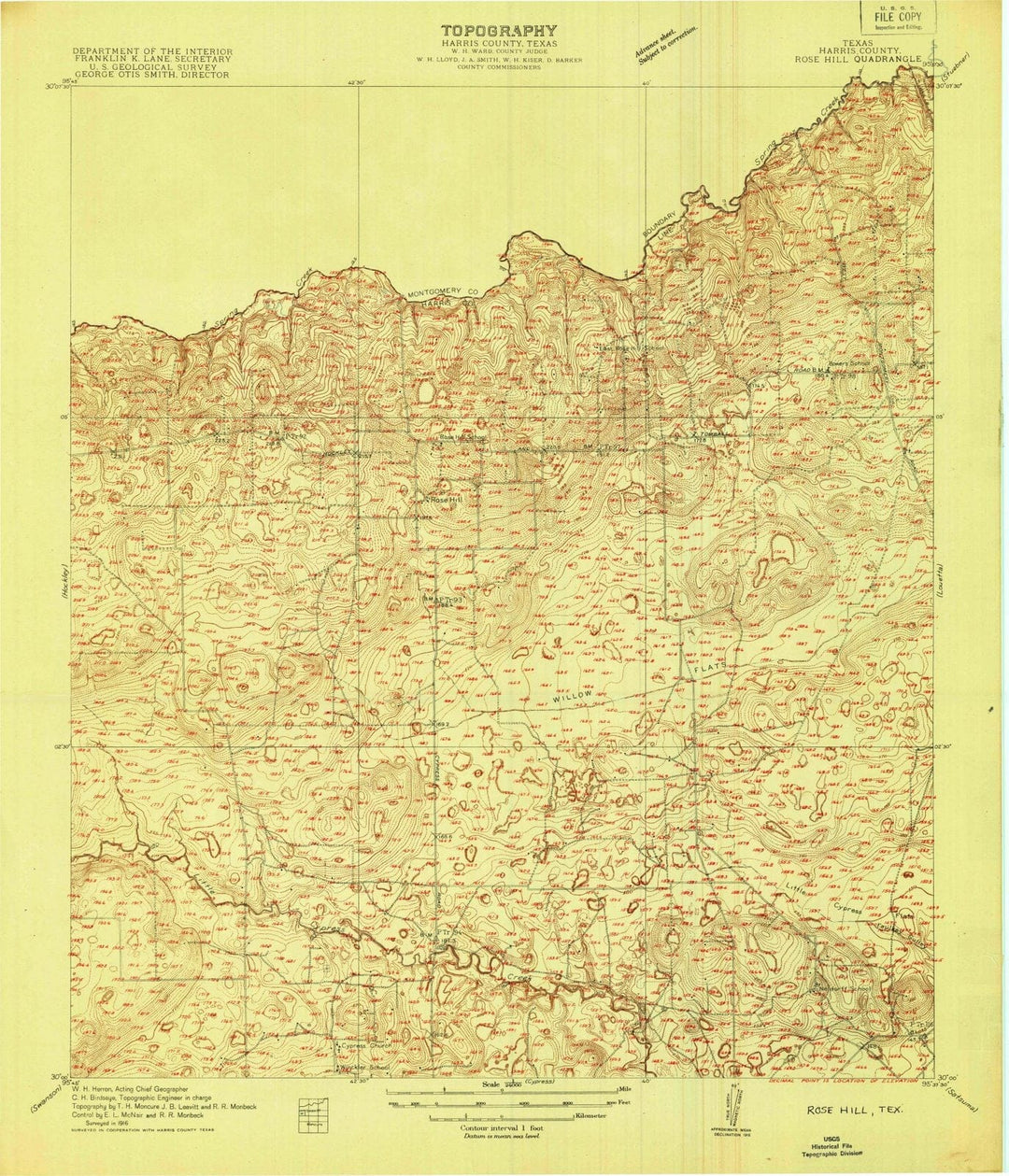 1916 Rose Hill, TX - Texas - USGS Topographic Map