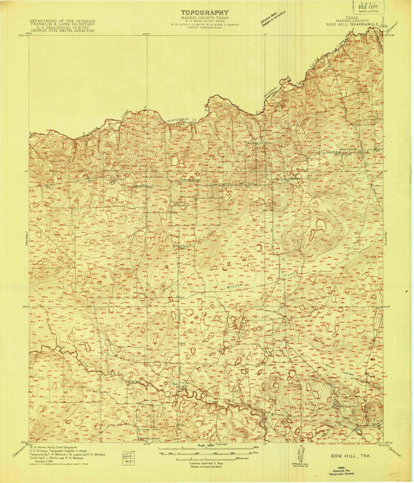 1916 Rose Hill, TX - Texas - USGS Topographic Map