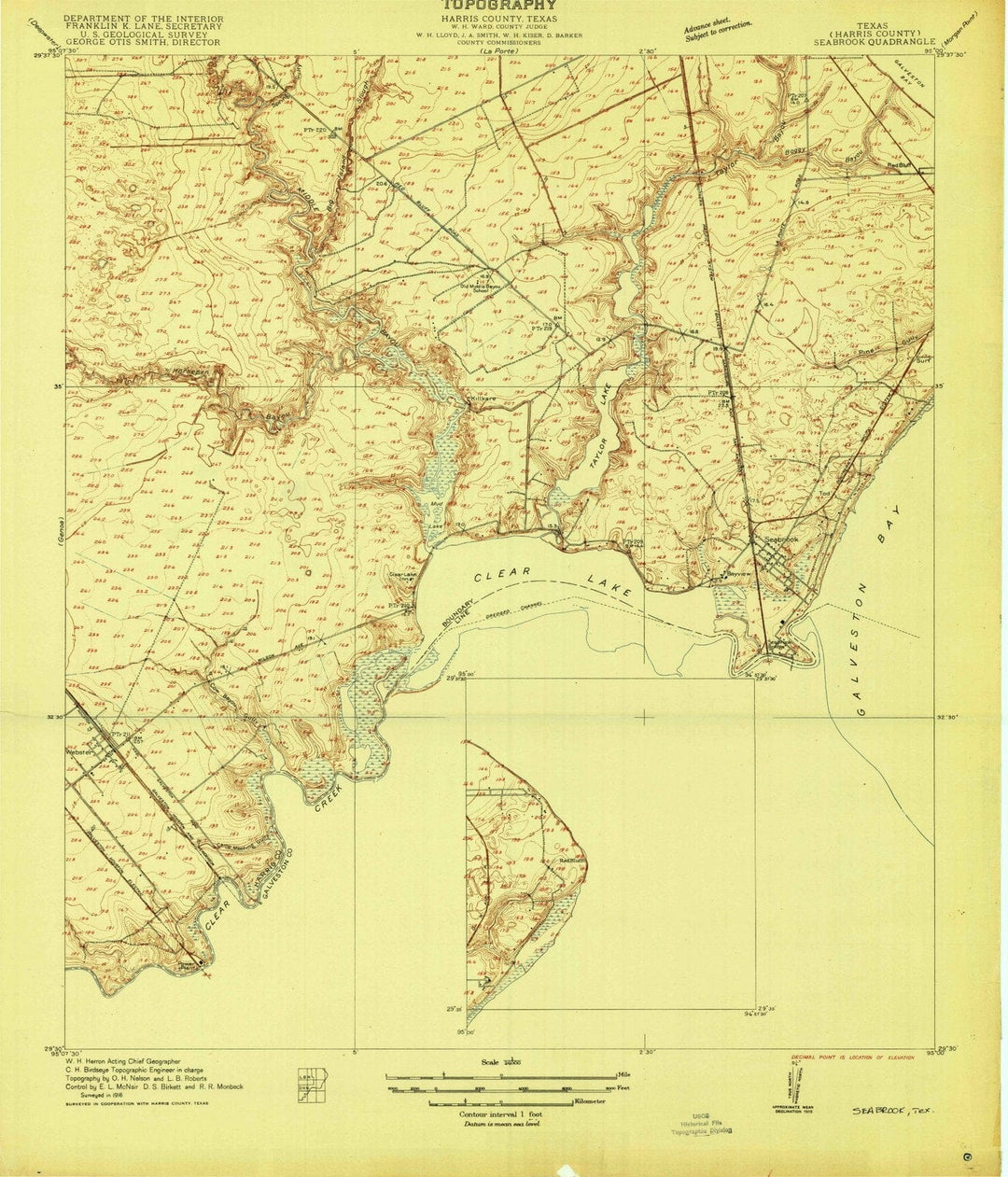 1916 Seabrook, TX - Texas - USGS Topographic Map