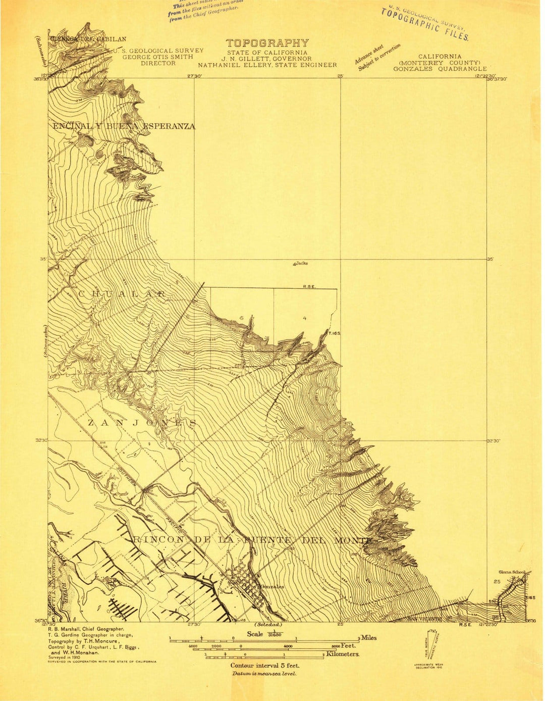 1910 Gonzales, CA - California - USGS Topographic Map