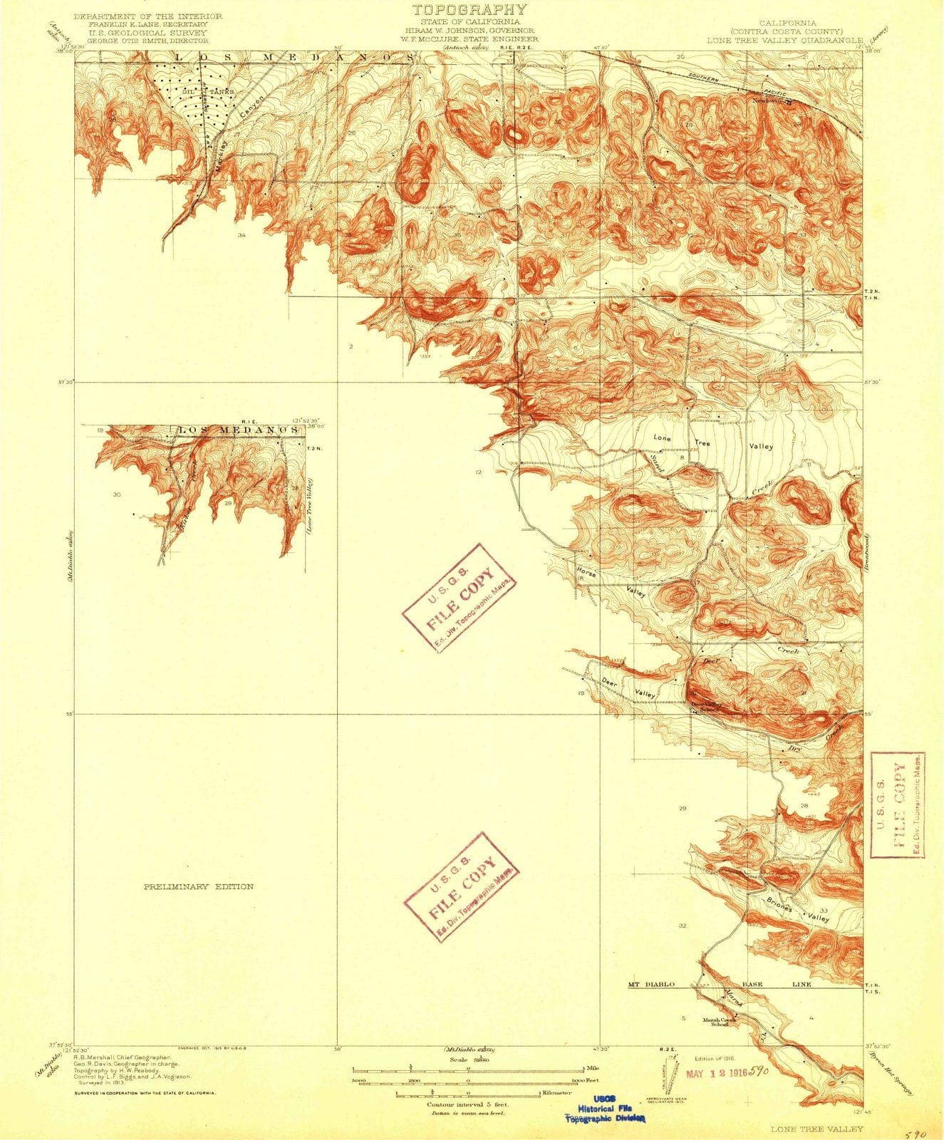 1916 Lone Tree Valley, CA - California - USGS Topographic Map