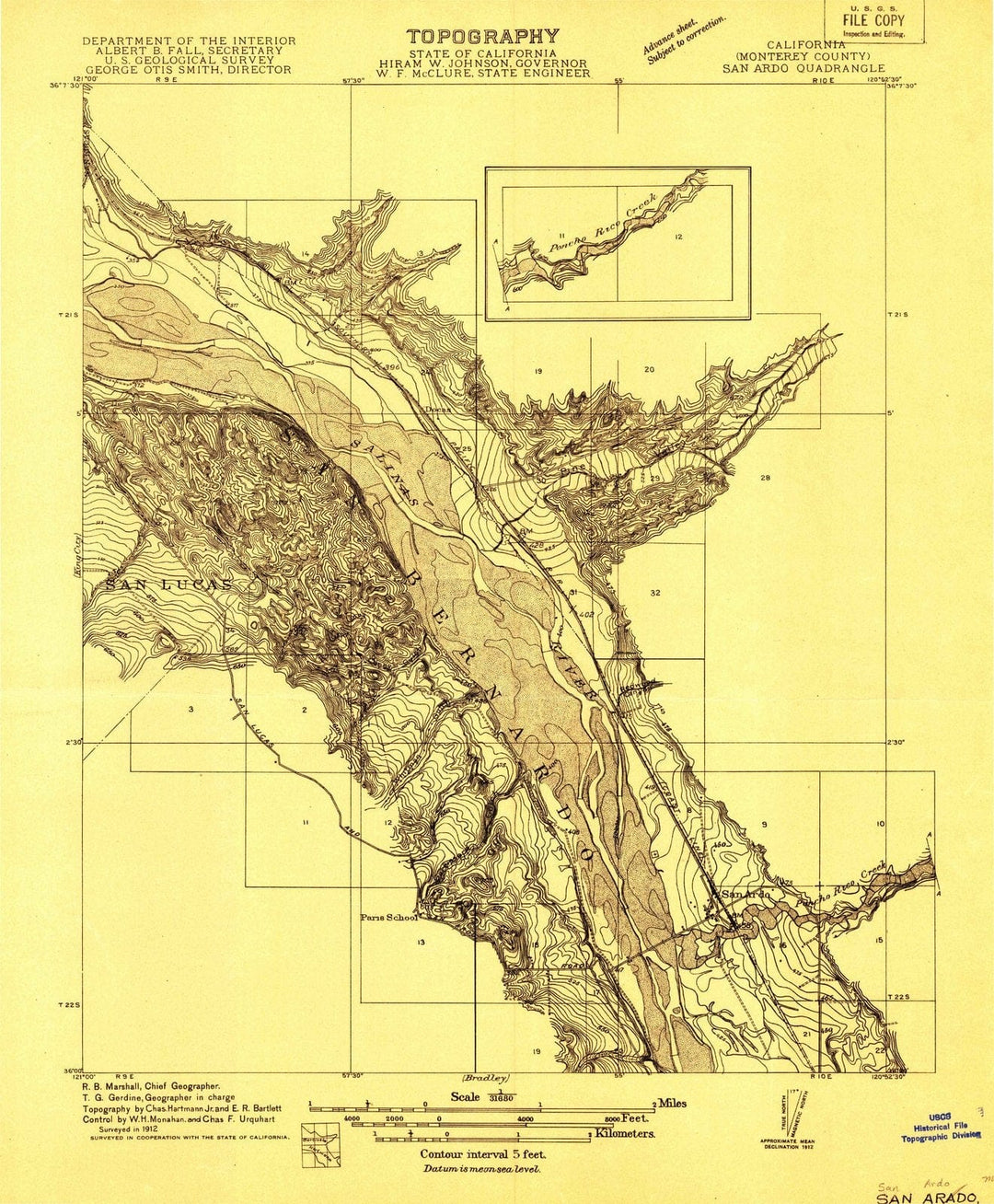 1912 San Ardo, CA - California - USGS Topographic Map