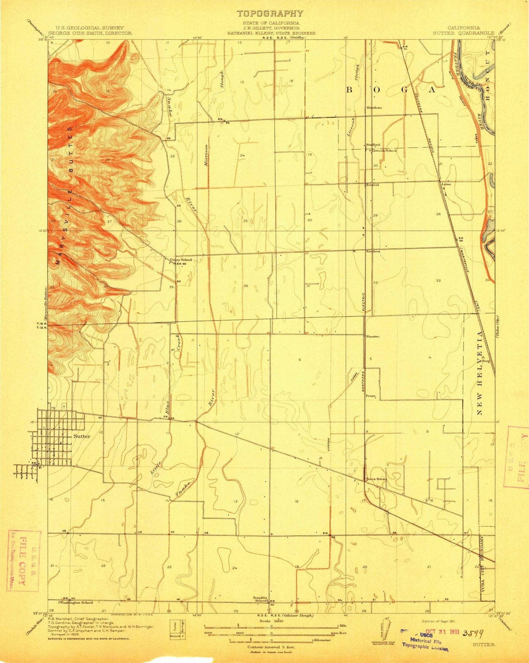 1911 Sutter, CA - California - USGS Topographic Map
