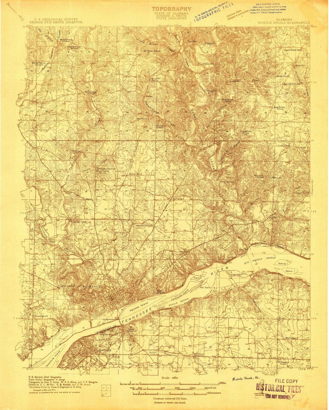 1914 Muscle Shoals, AL - Alabama - USGS Topographic Map