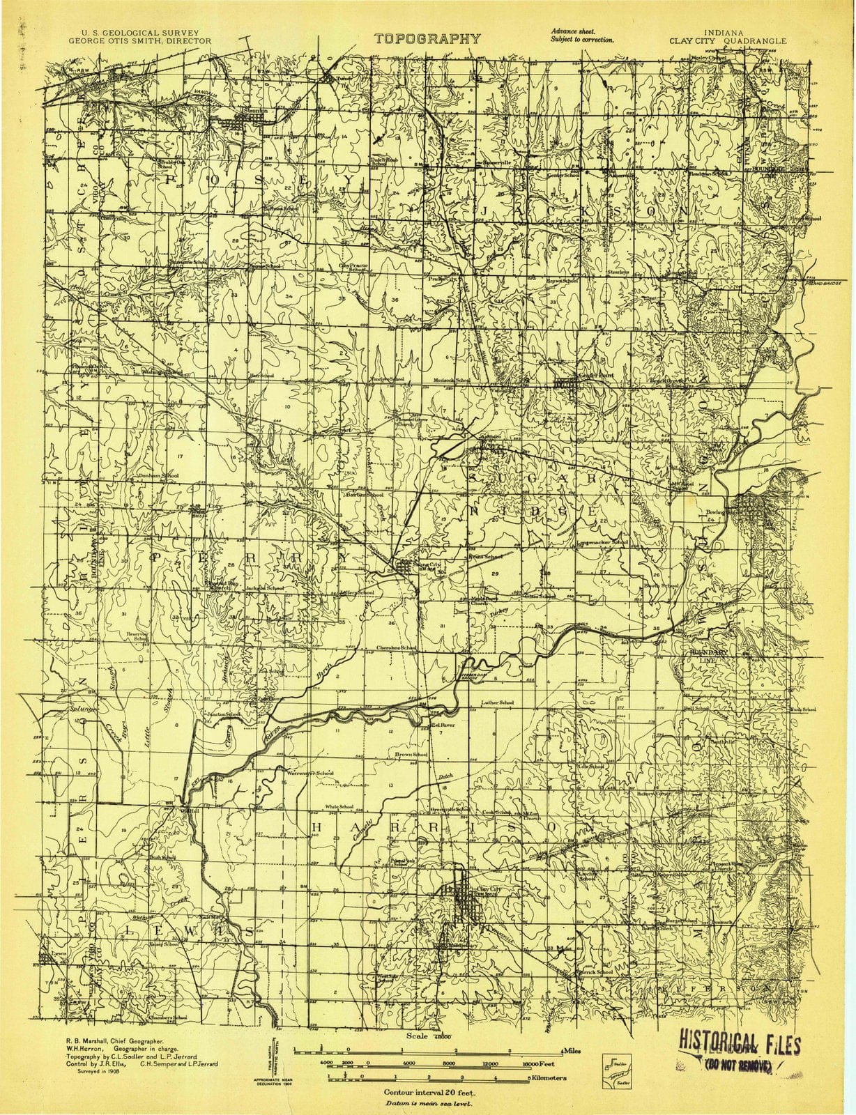 1908 Clay, in - Indiana - USGS Topographic Map
