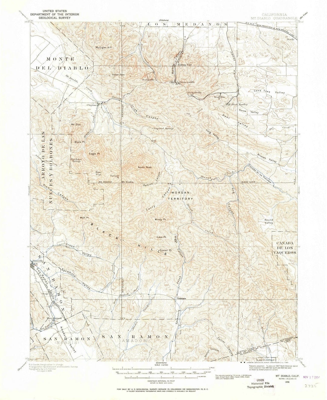 1896 Mt.iablo, CA - California - USGS Topographic Map