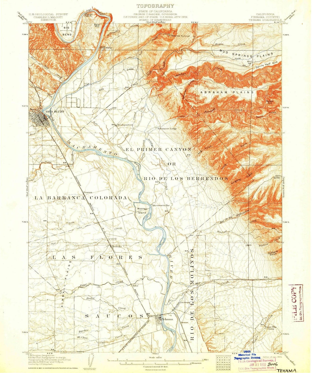 1905 Tehama, CA - California - USGS Topographic Map